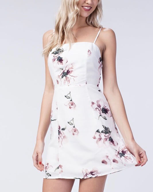 Honey Punch - Floral Mini Dress in White