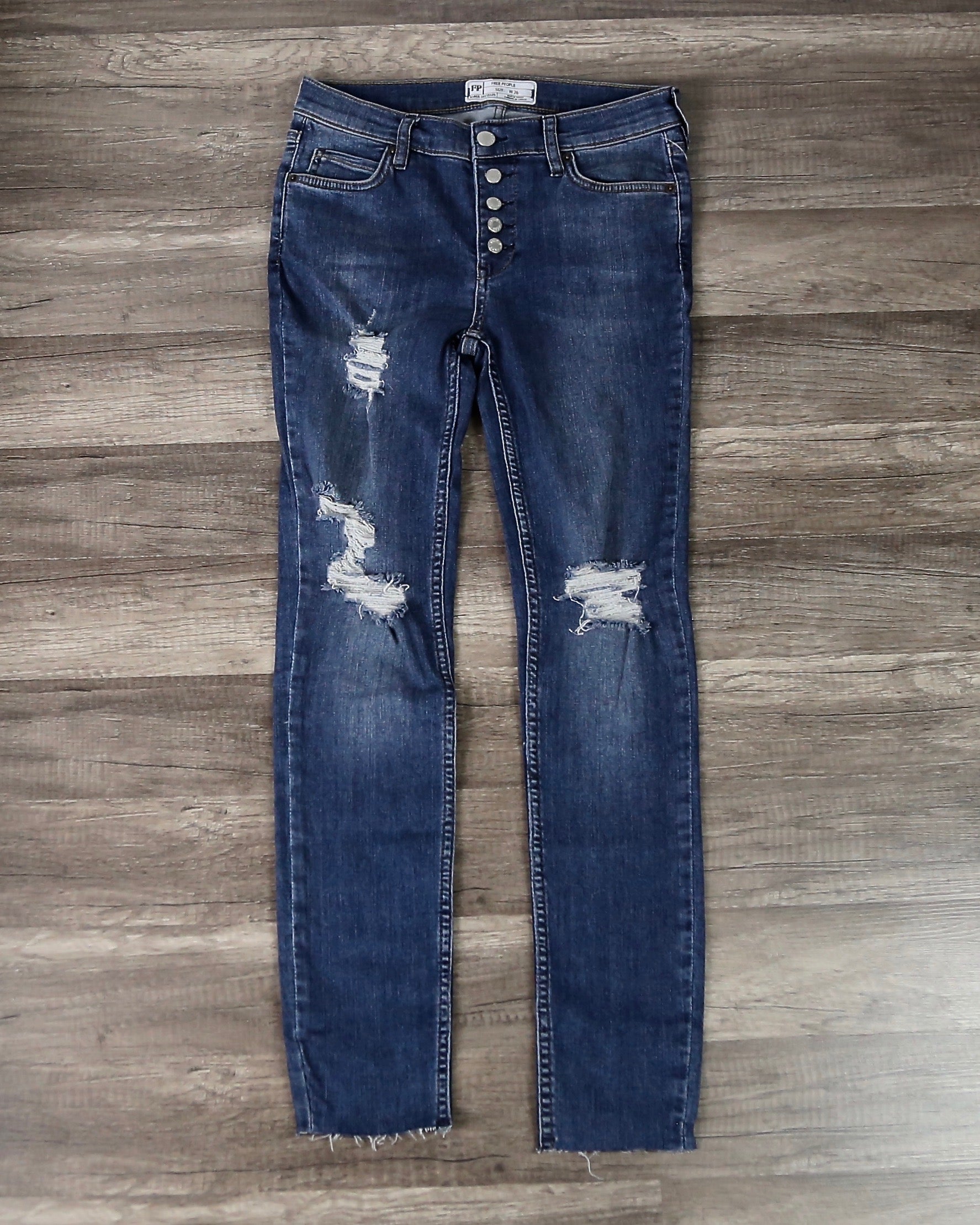 Free People - Reagan Distressed Button Front Jeans in Light Denim – Shop  Hearts