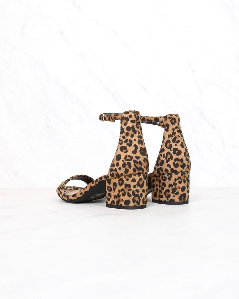 Animal Print Single Band Ankle Strap Chunky Block Heeled Sandals in Cheetah