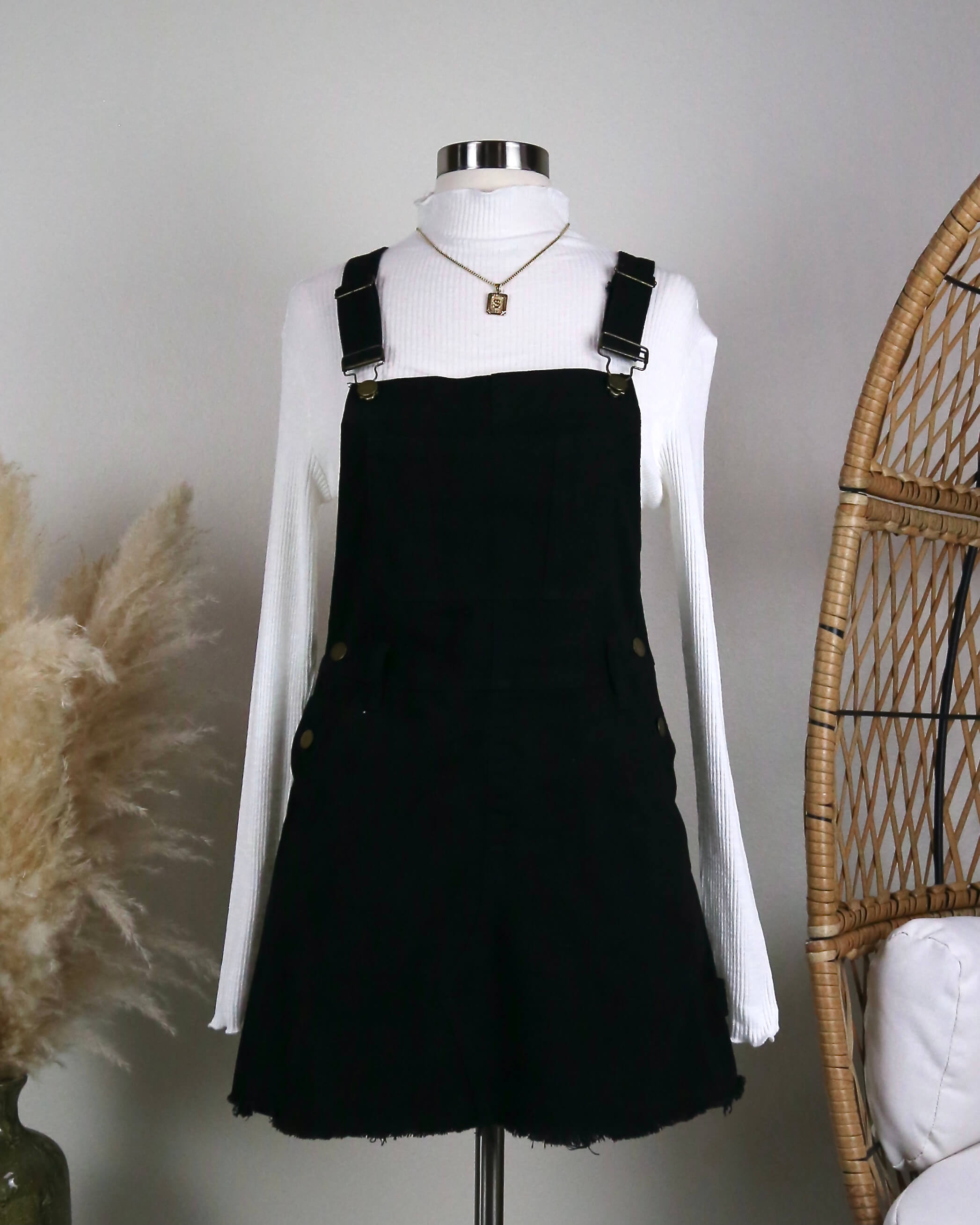 black denim dress overalls Topshop Black Denim Overall Buckle Strap Mini Dress 2