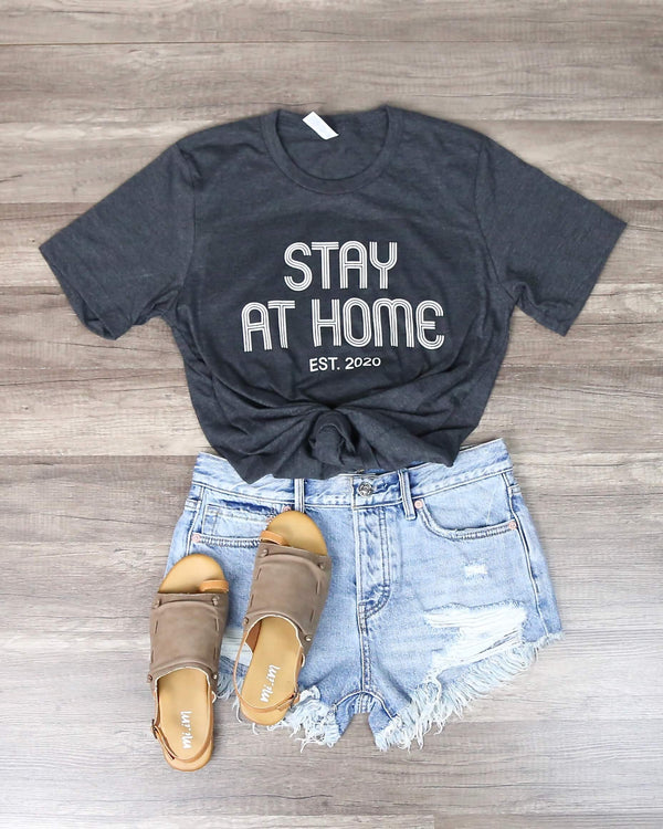 Distracted - Stay At Home Graphic Tee in Dark Charcoal Grey
