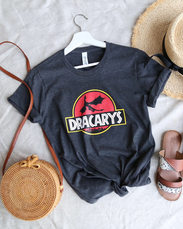 Distracted - Dracarys Mother of Dragons Unisex T-Shirt in Dark Heather Grey