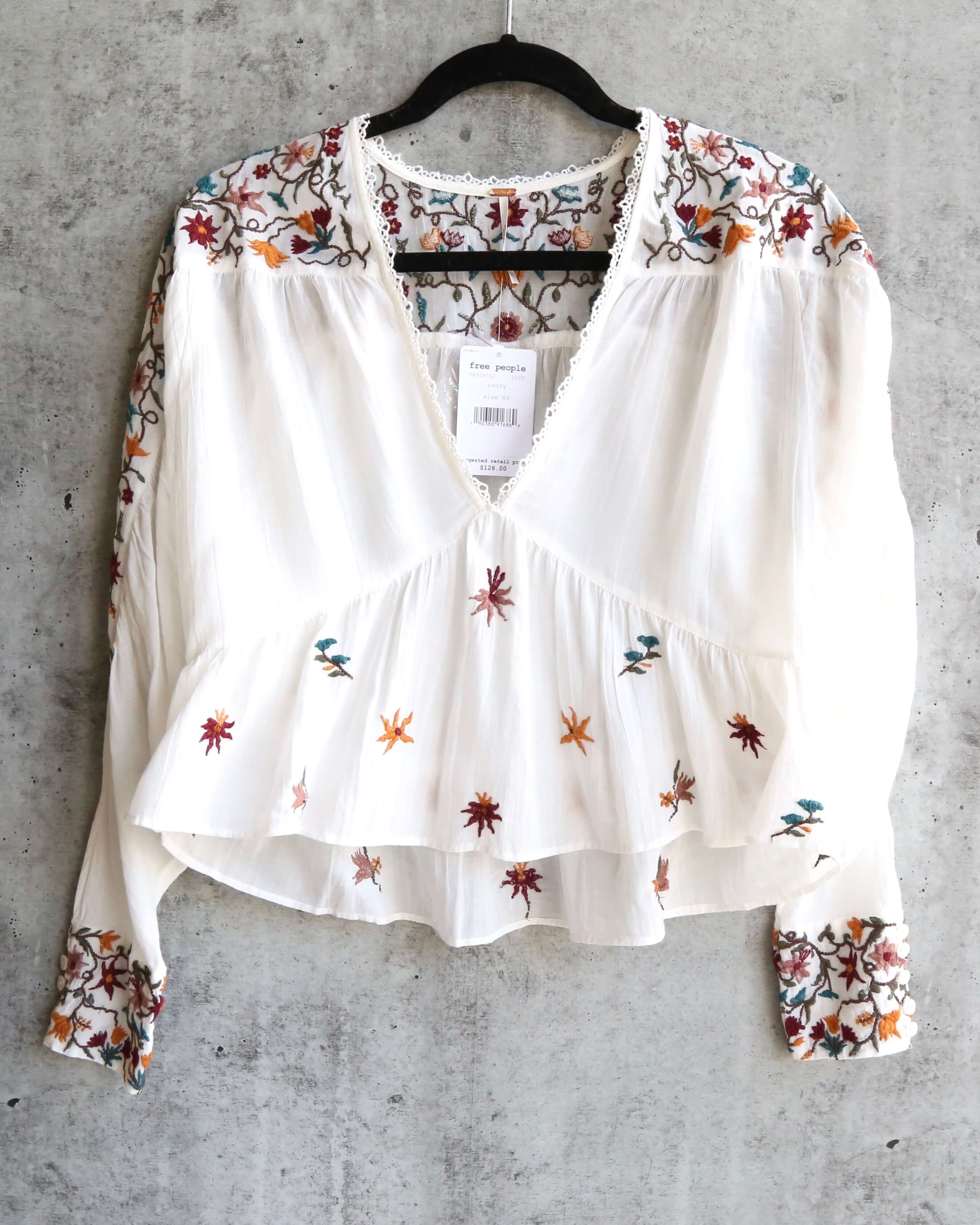 Free People Ava Embroidery Blouse - Ivory – Shop Hearts
