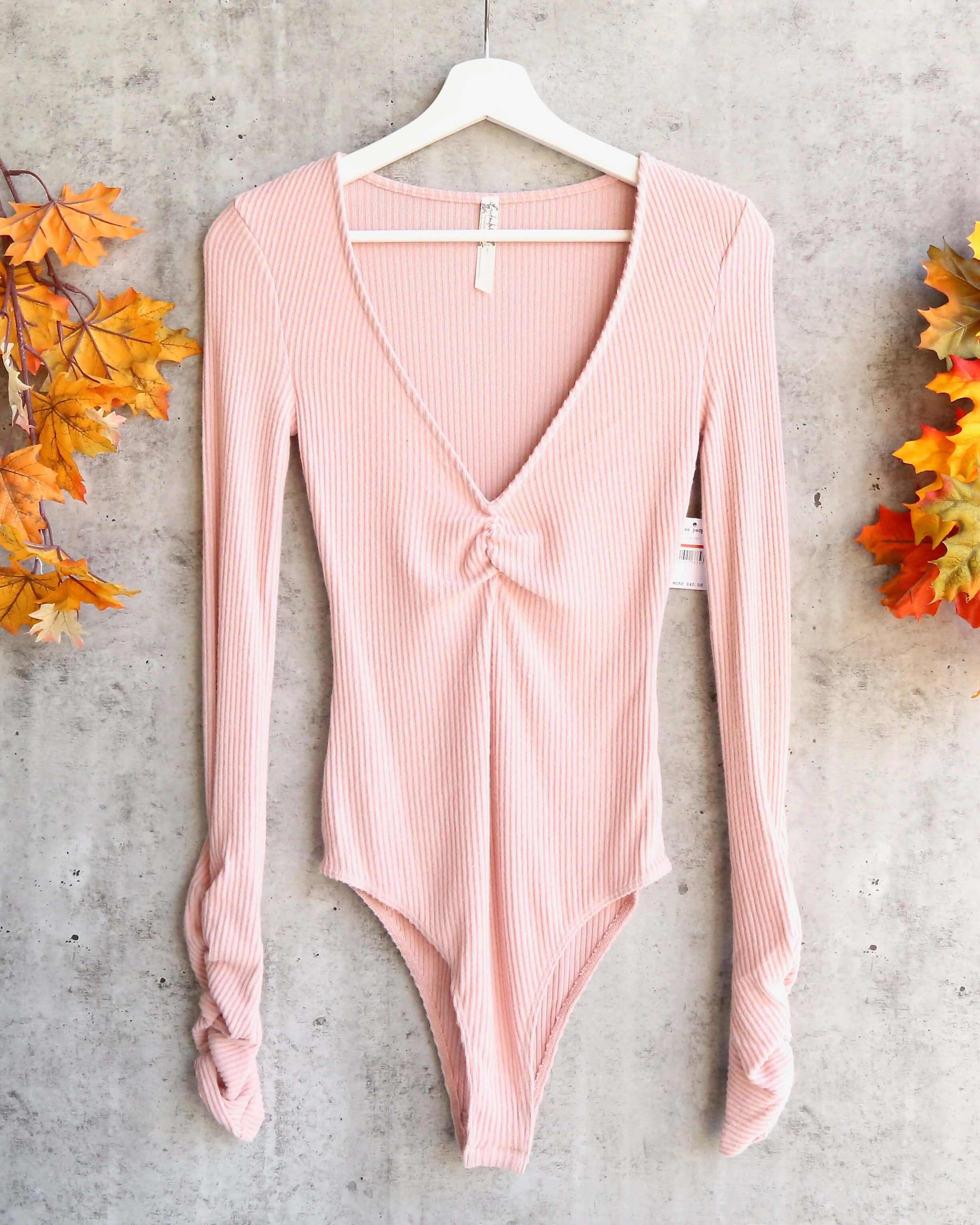 Free People - Cozy Up With Me Knitted Bodysuit - Pink Salt – Shop