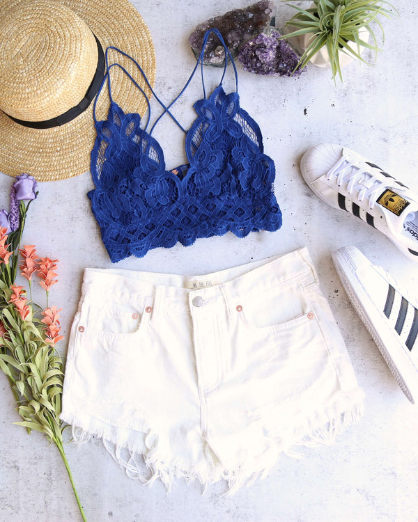 Free People - Loving Good Vibrations Cut Off Shorts in White