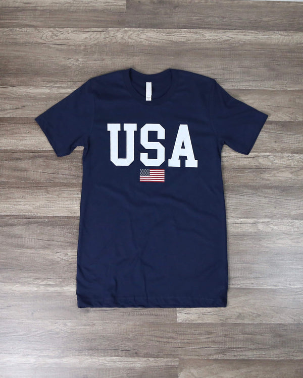 Distracted - USA Shirt Unisex Graphic Tee in Navy