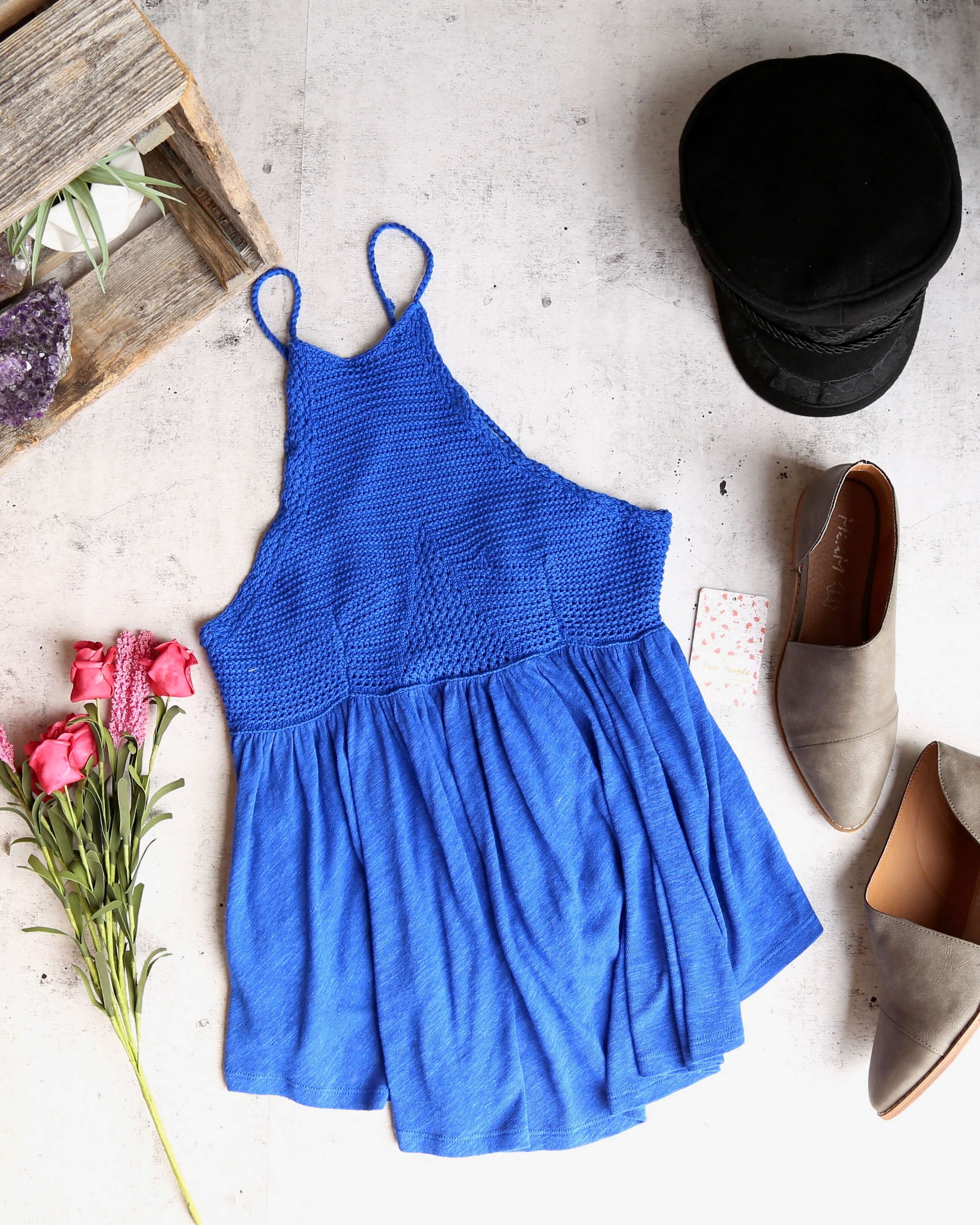 free people blue crochet dress Blue Deep Sea Crochet Maxi Dress