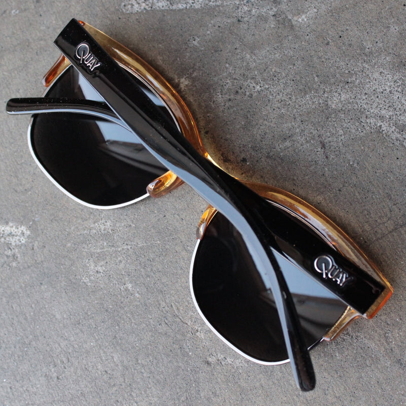 quay - bronx half-rimmed sunglasses - coffee with silver mirror lens - shophearts - 5