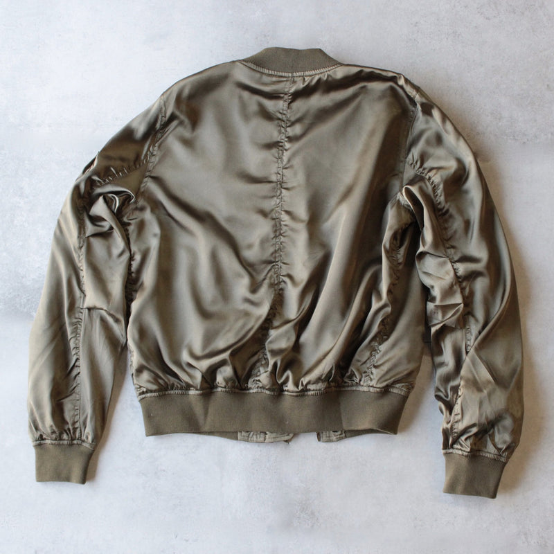 lightweight satin bomber jacket - olive - shophearts - 4