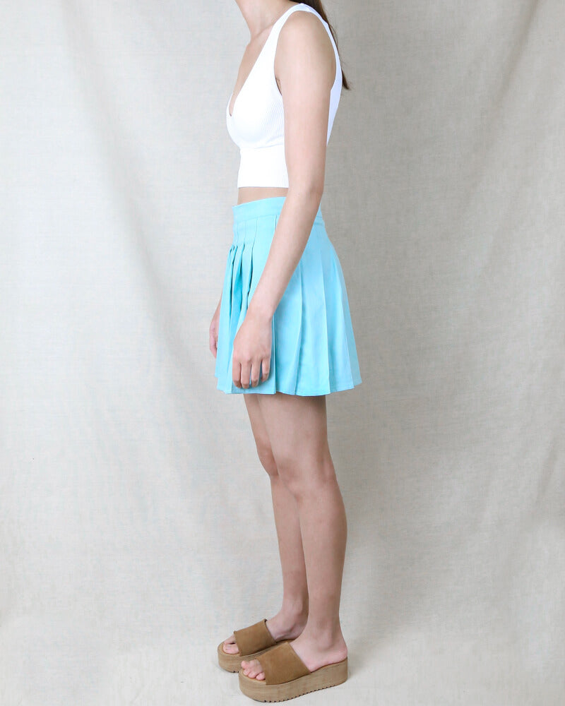 Princess Pleated Mini Tennis Skirt in Baby Blue