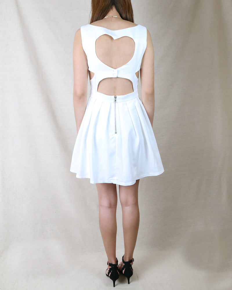 Heart Cut Out Mini Dress in White