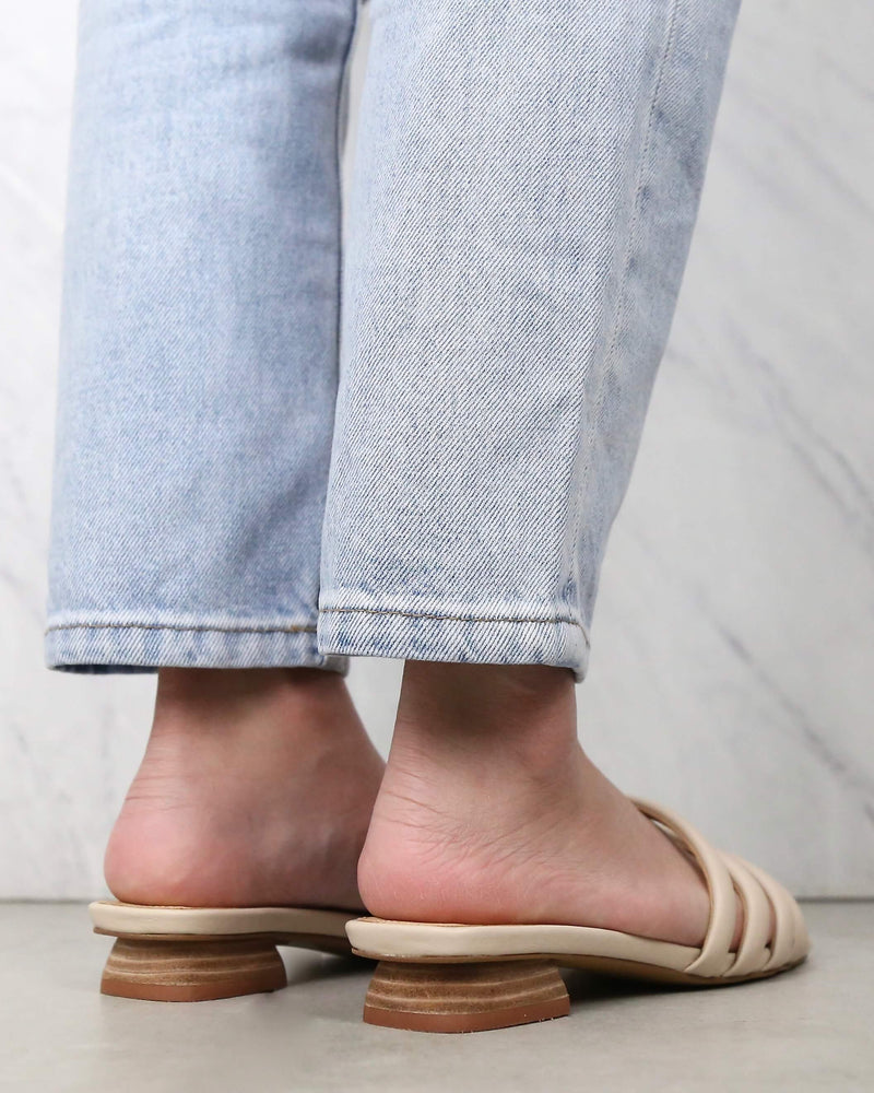 Selena Strappy Square Toe Sandals in Beige