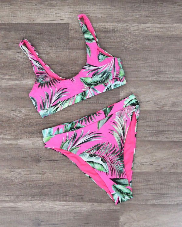 Tropical Fusion High Waisted Bikini in Pink