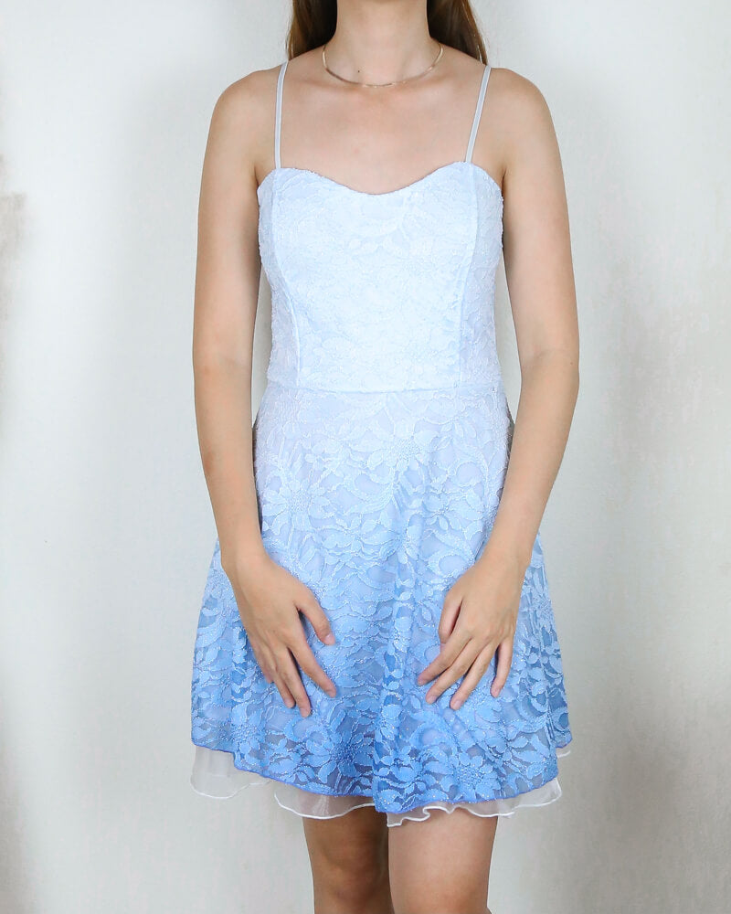 Glits & Glams Lacy Floral Dip Dye Fit and Flare Dress in Powder Blue Shop Hearts Glits & Glams Lacy Floral Dip Dye Fit and Flare Dress in Powder Blue Shop Hearts