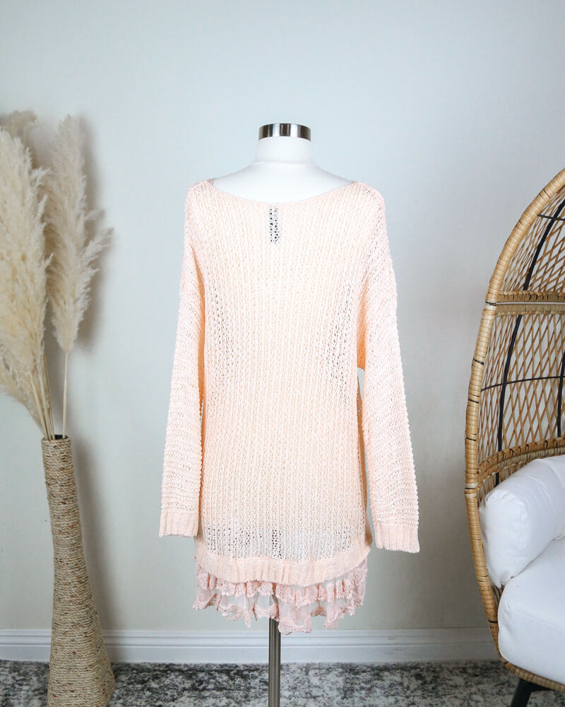All Eyes On Me Lace Trim Sweater Tunic In More Colors
