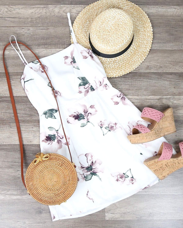Honey Punch - Floral Mini Dress in White