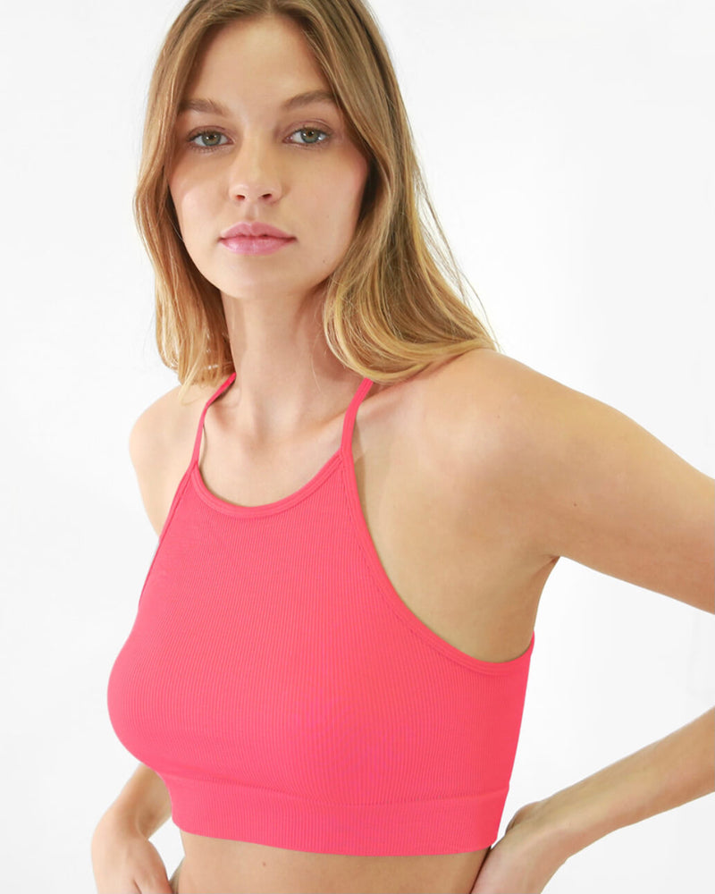 Layla Ribbed Highneck Bra Top in More Color