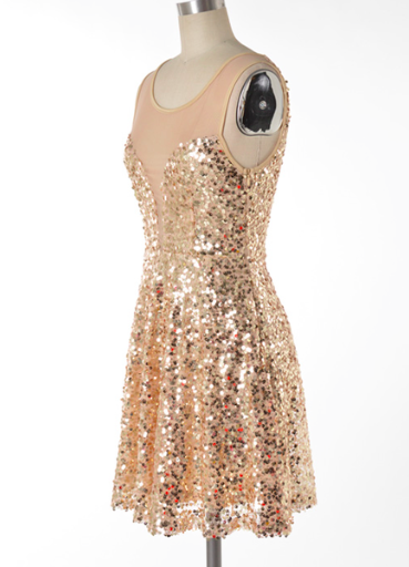 midnight rendezvous gold sequin darling party dress - shophearts - 3