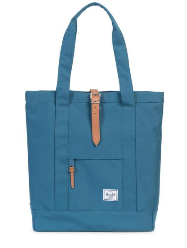 herschel supply co. - womens market tote -  Indian Teal/Tan Pebbled Leather - shophearts - 2