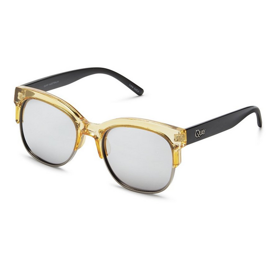 quay - bronx half-rimmed sunglasses - coffee with silver mirror lens - shophearts - 2