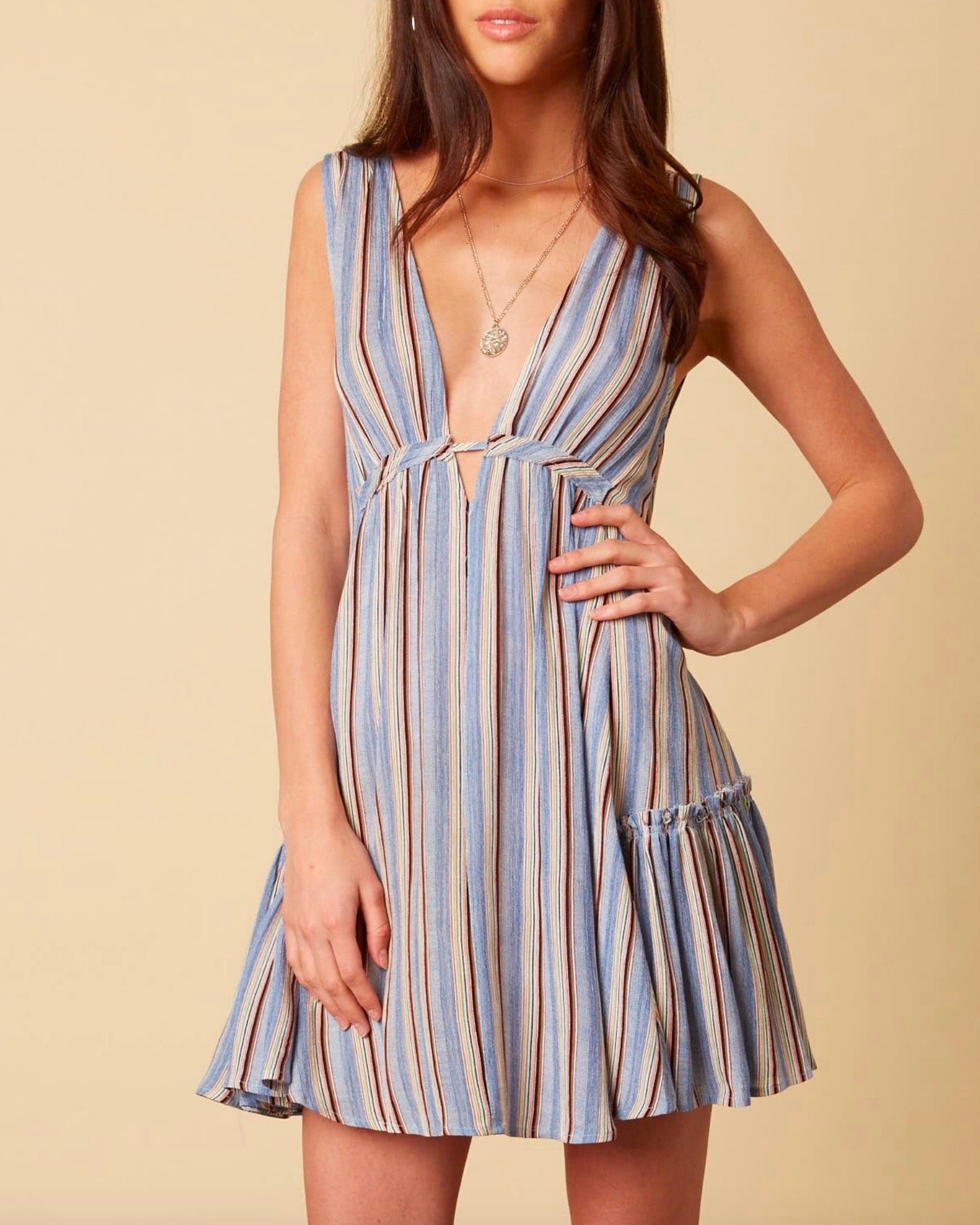 Cotton Candy LA - On The Stripe Mini Dress in Blue Shop Hearts Cotton Candy LA - On The Stripe Mini Dress in Blue Shop Hearts