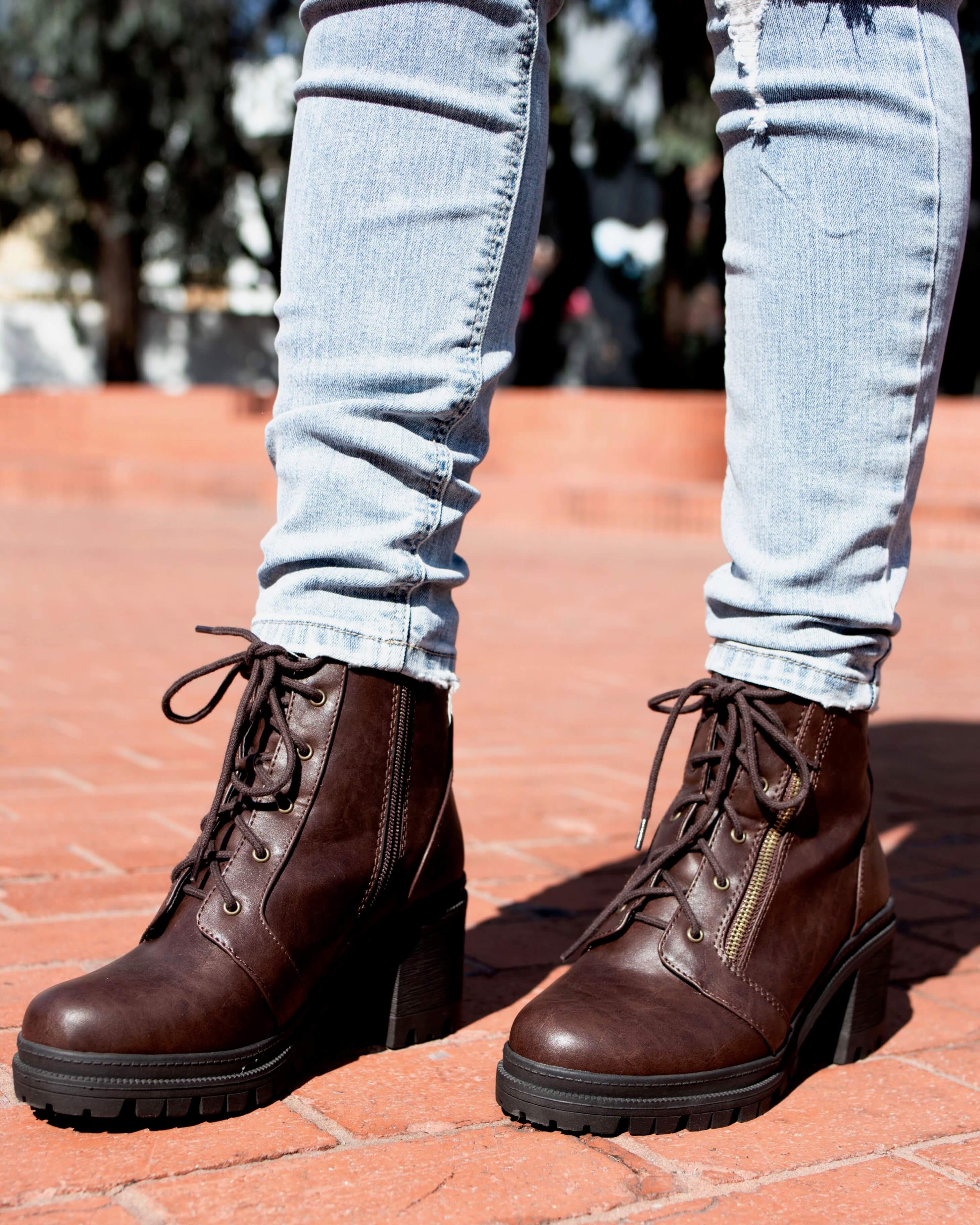 Lace-Up Chunky Heel Combat Boots More Colors – Shop Hearts