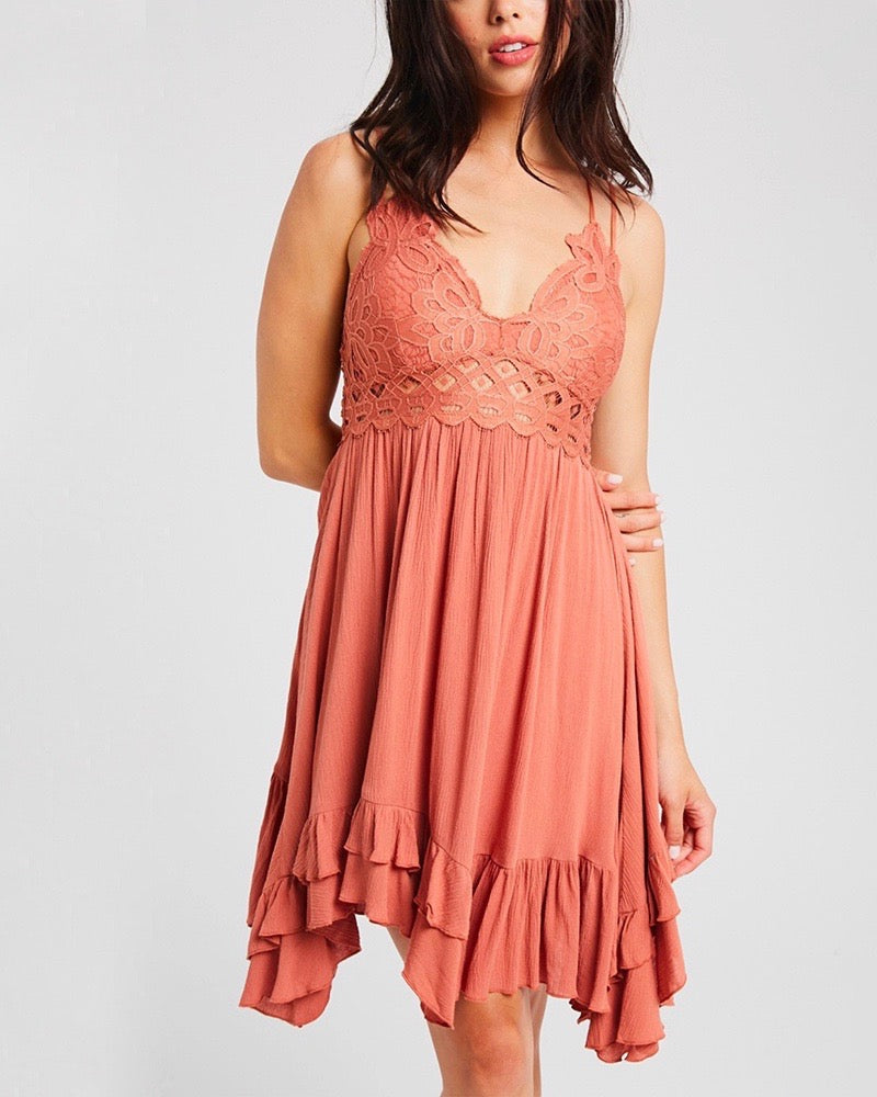 Speechless Scalloped Lace Bralette Mini Dress in More Colors