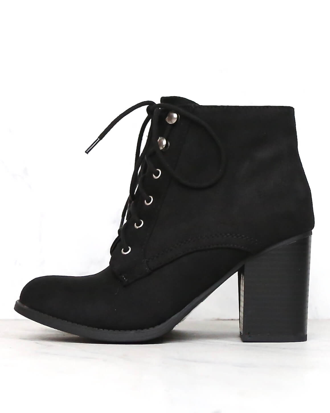 Suede Lace-Up Ankle Booties Black – Shop Hearts