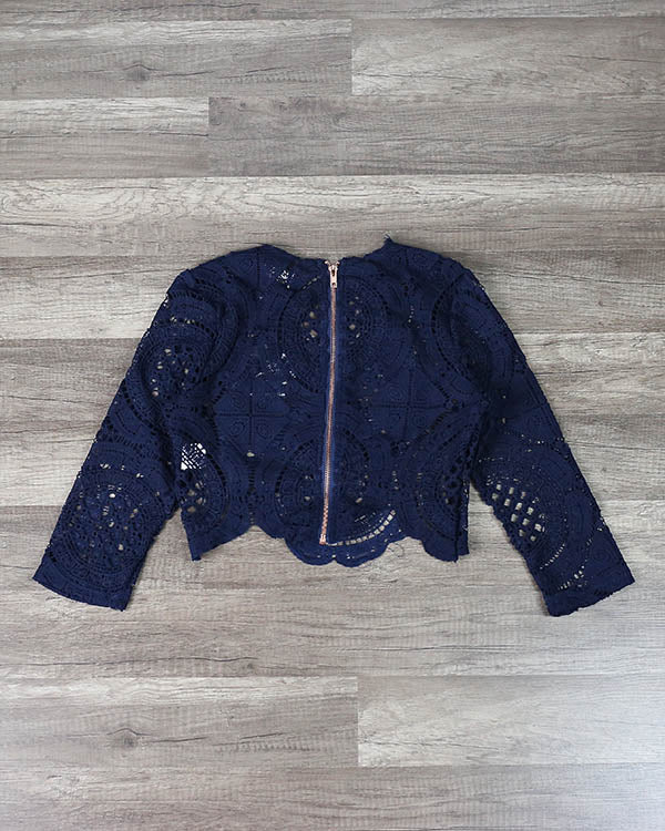 Toby Heart Ginger x Love Indie Balmain Sheer Lace Top in Navy