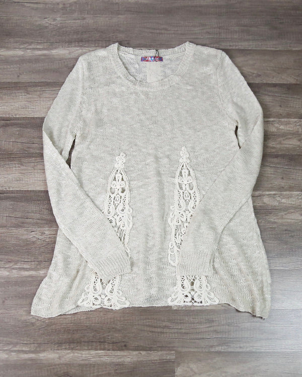 Knitted Boho Sweater in Ivory
