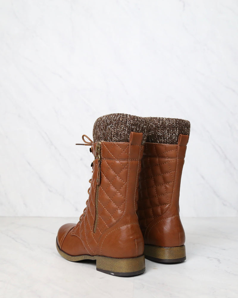 Alpine Quilted Combat Sweater Boots