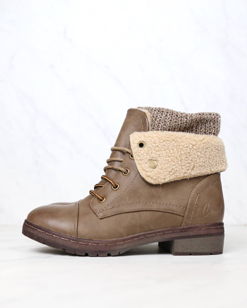 Coolway - Bring Leather Knit Sweater Cuff Ankle Boots in More Colors