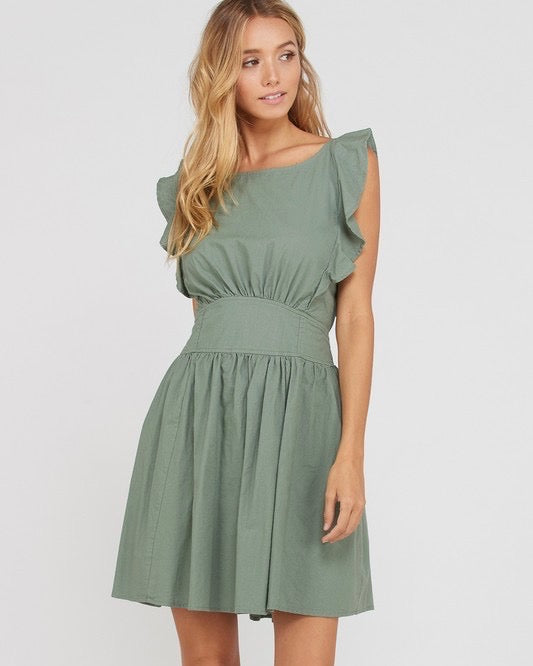 green emerald velvet dress Ava Fit and Flare Mini Dress