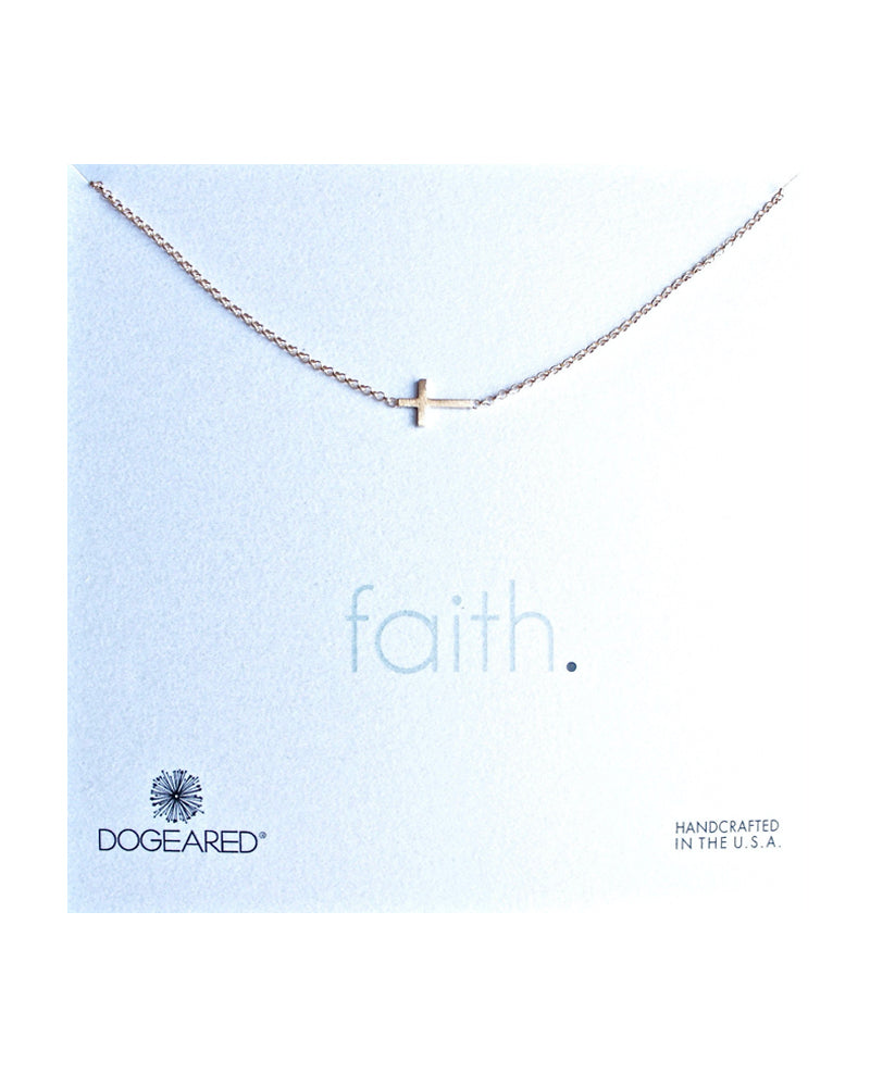 Dogeared - Whispers Sideways Cross Necklace in Gold Dipped