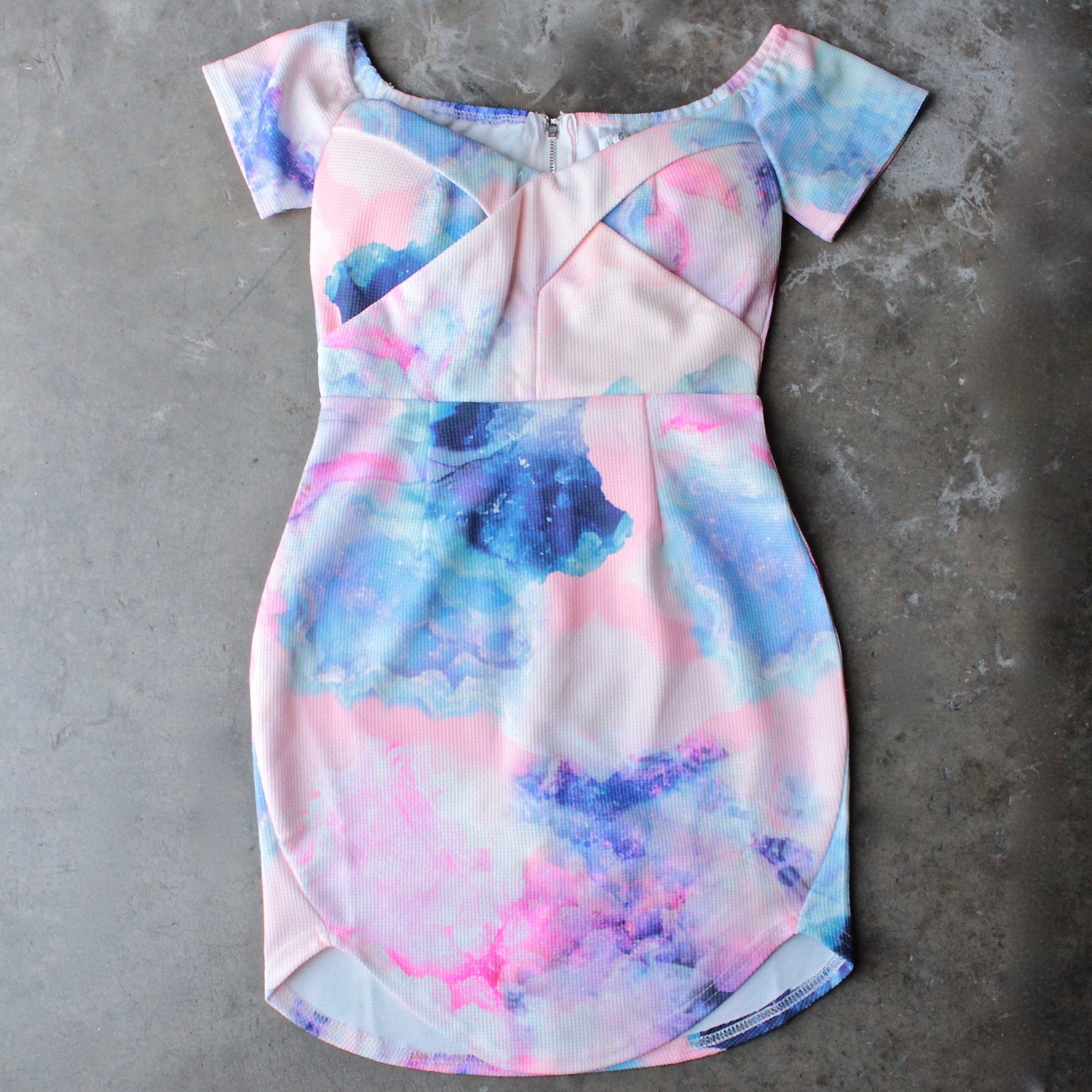 Watercolor One-Shoulder Dress