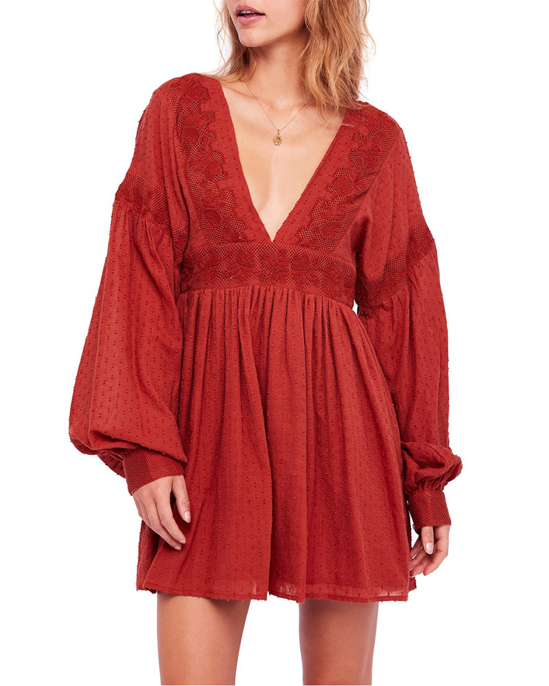 Free People - Sugarpie Mini Swiss Dot Dress in Cinnamon Shop Hearts Free People - Sugarpie Mini Swiss Dot Dress in Cinnamon Shop Hearts