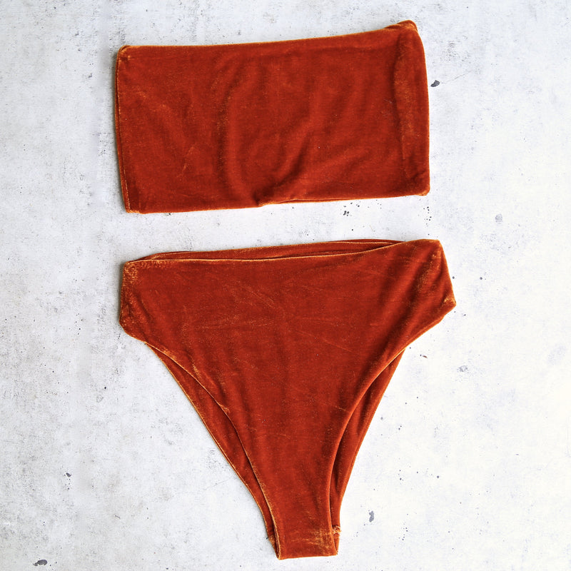 Reverse - Obscura Velvet High Waisted Bandeau Bikini Set in More Colors