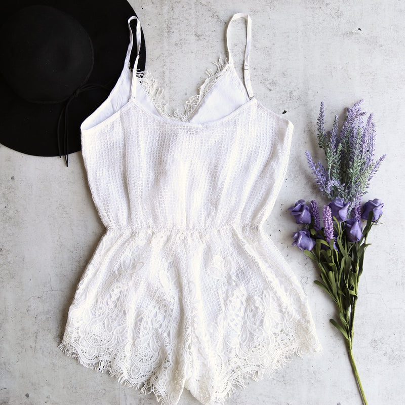 Final Sale - Bat Your Lashes Boho Romper in Ivory