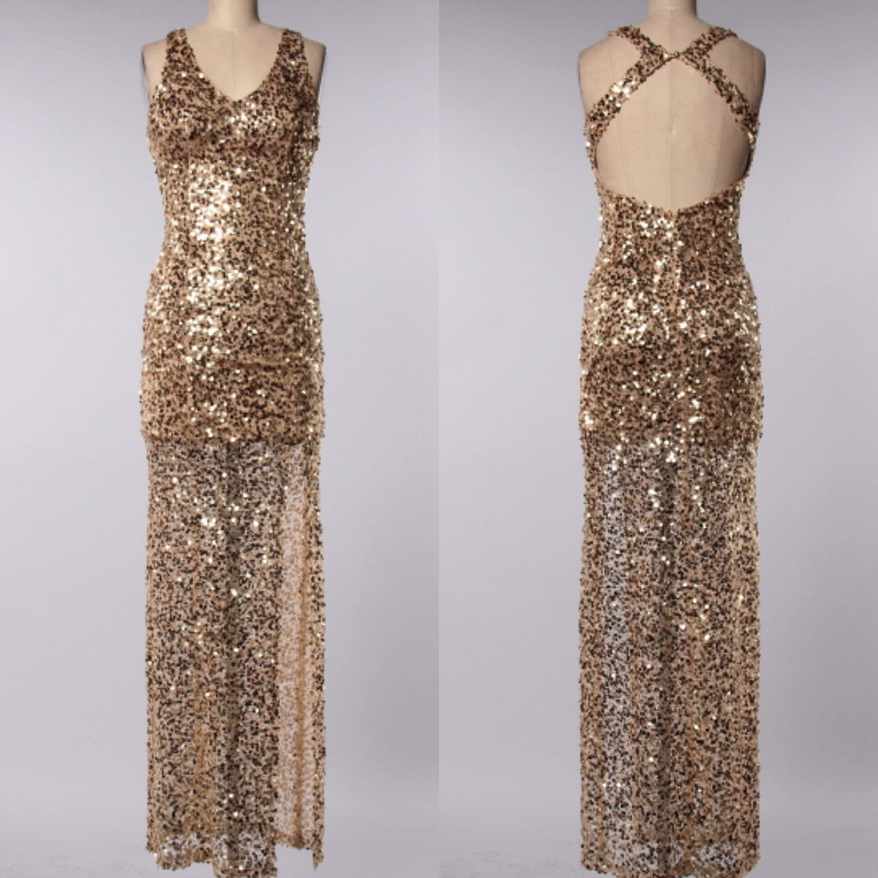 perfect party ball gown gold sequin maxi dress - shophearts - 1