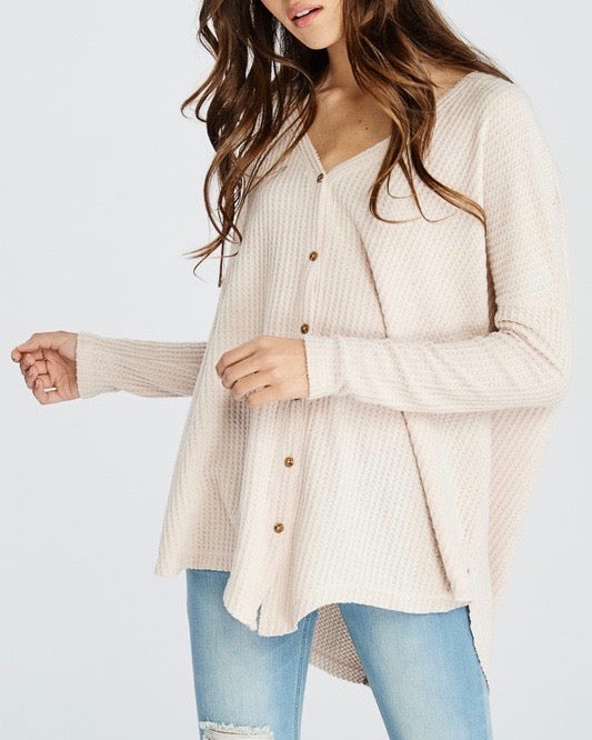 Long Sleeve Fall Thermal Waffle Knit Button Down Sweater Wishlist