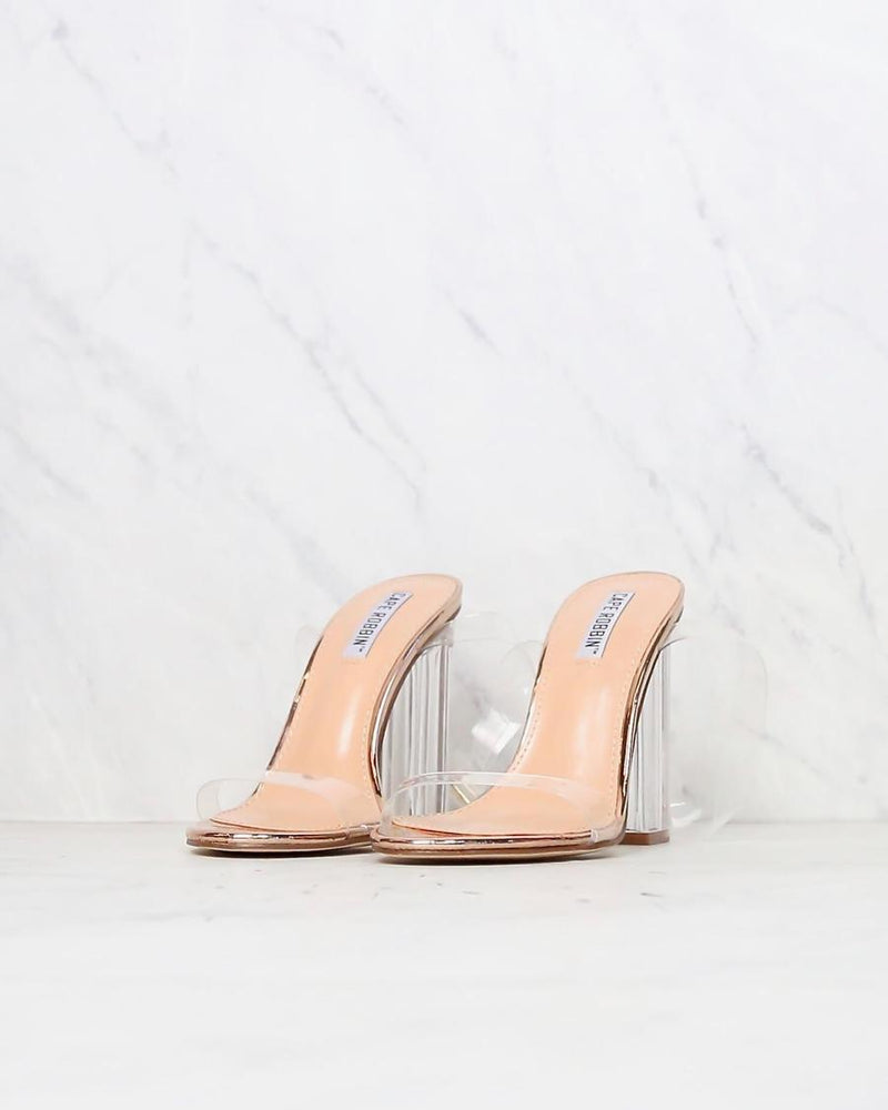 Cape Robbin - Transparent Ankle Strap Chunky Block High Heel - More Colors