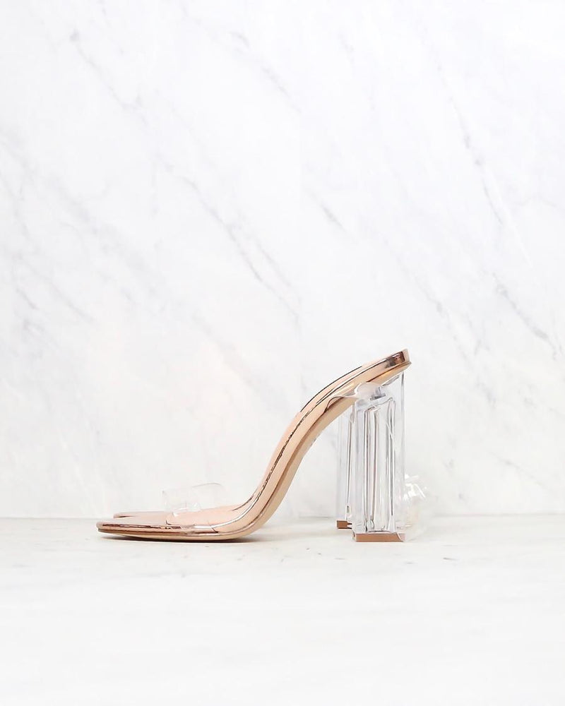 Cape Robbin - Transparent Ankle Strap Chunky Block High Heel - More Colors