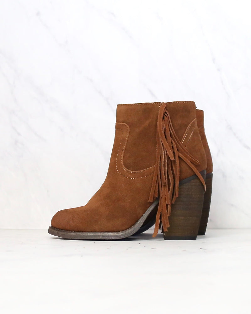 Sbicca - Marimba Suede Ankle Boots with Fringe in Tan