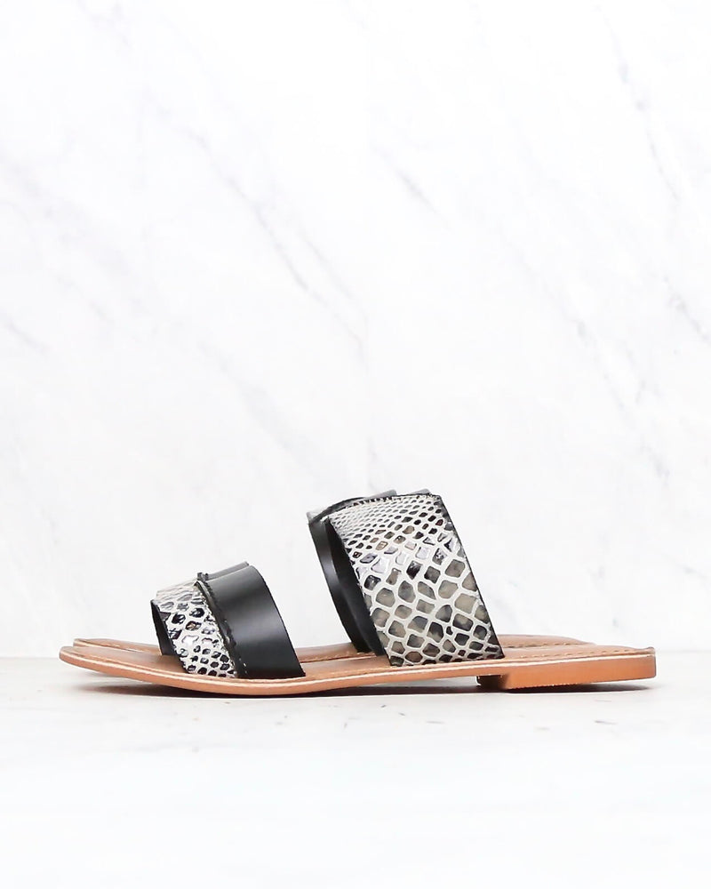 BC Footwear - On The Spot Black Sandals with Exotic Print