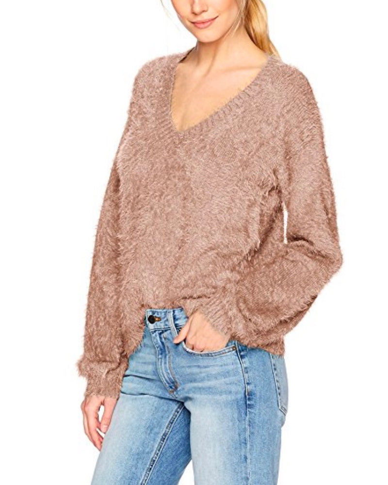 Final Sale - Somedays Lovin - Colours of Dawn Eyelash Fuzzy Jumper Sweater in Taupe
