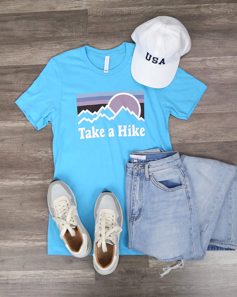 take a hike - shirt - tshirt - distracted - graphic tee - ocean blue