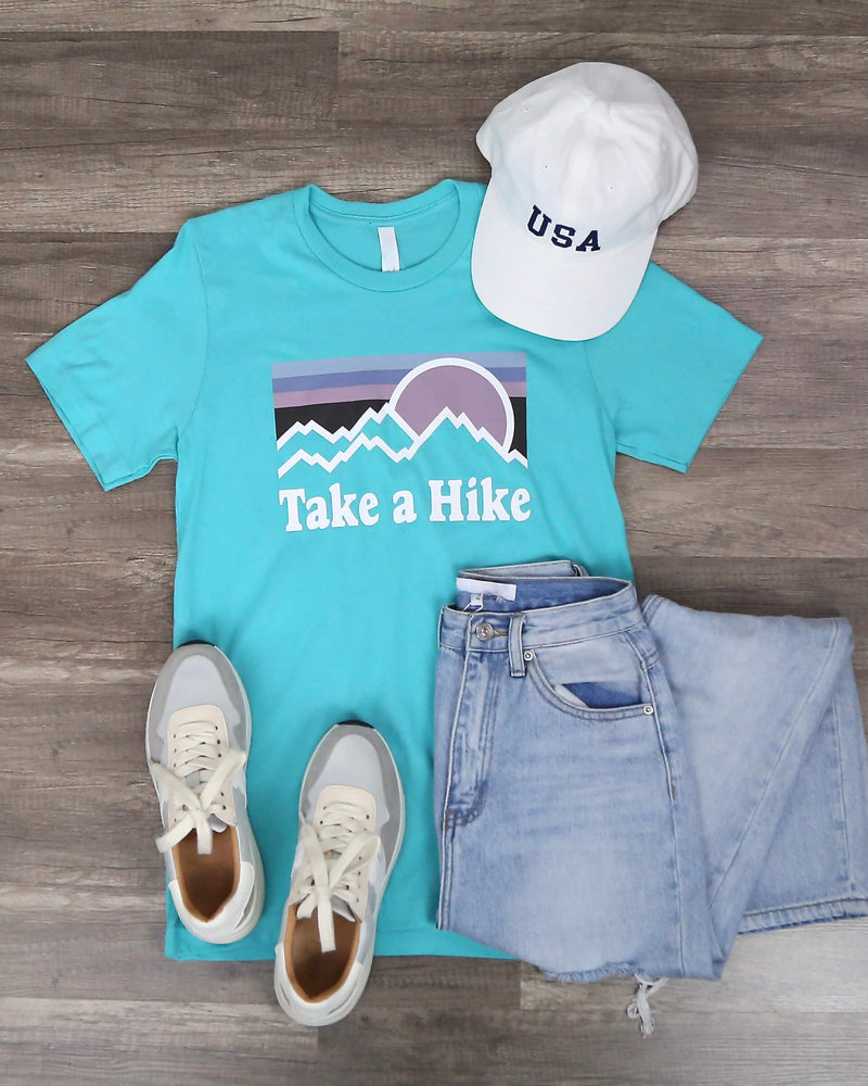 take a hike - shirt - tshirt - distracted - graphic tee - teal