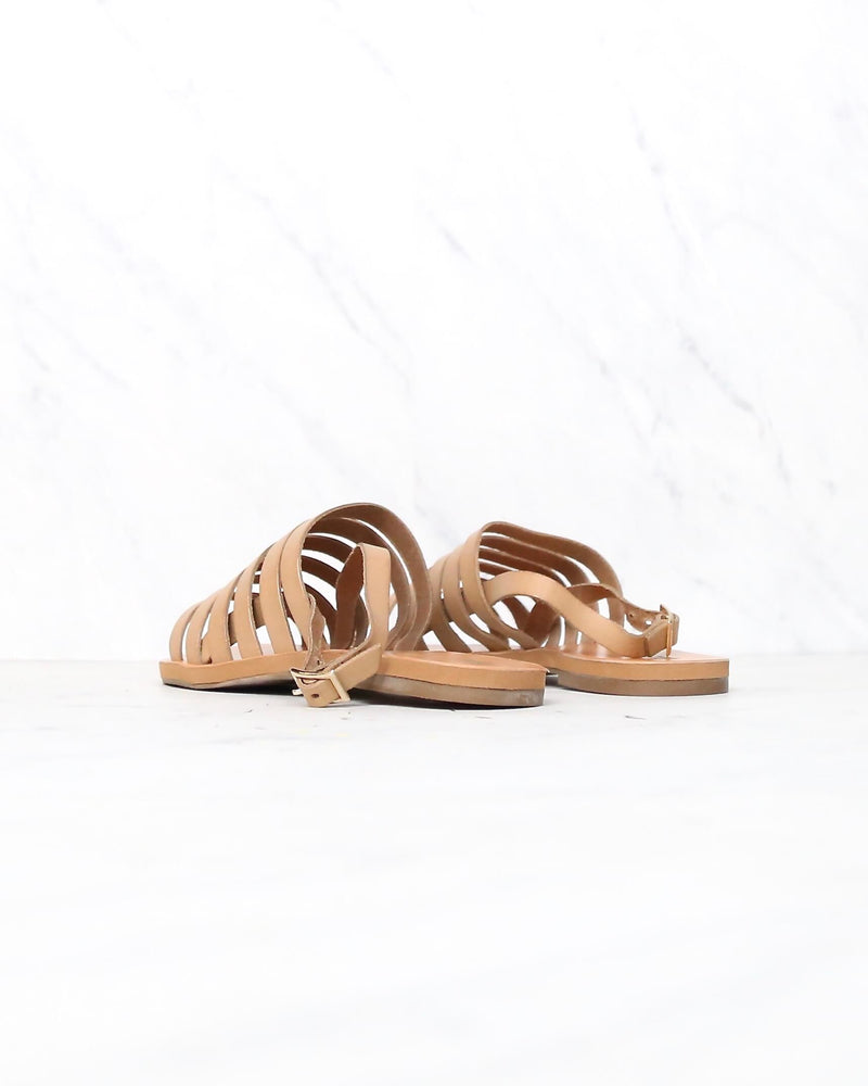 Final Sale - Bc Footwear - Teacup Leather Ankle Strap Sandals in Tan