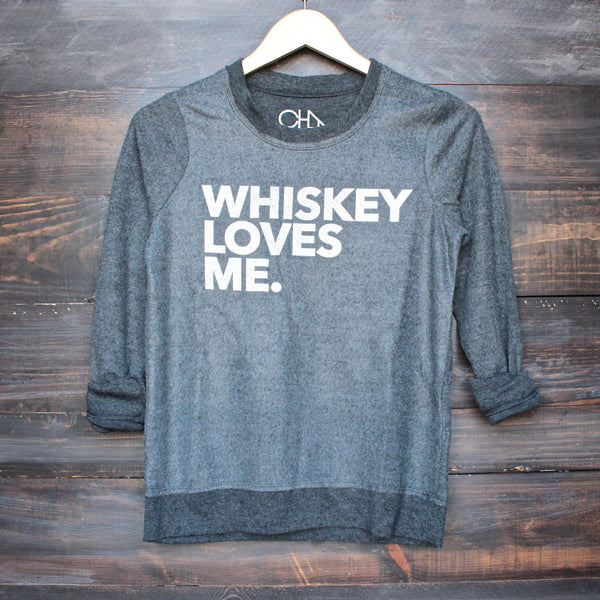Chaser whiskey loves me sweatshirt in black - shophearts - 1