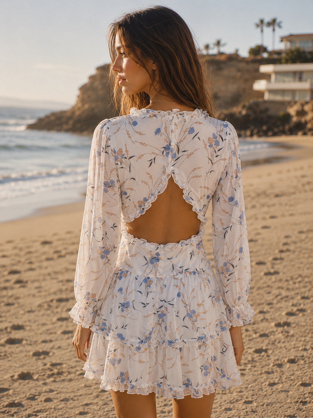 Bluebell Bloom Open Back Ruffle Mini Dress